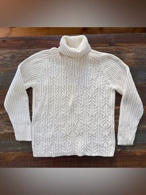 Karen Scott Women’s XL Beige Turtleneck Cable Knit Sweater | SKU 0123
